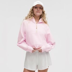 LuLuLemon Scuba Oversized Half-Zip Cropped Hoodie XL/XXL in Pink Organza/Gold ❤️